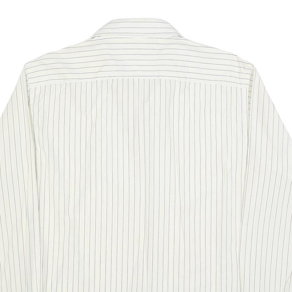 TOMMY HILFIGER Mens White & Black Pinstripe Shirt L Classic Long Sleeve Button