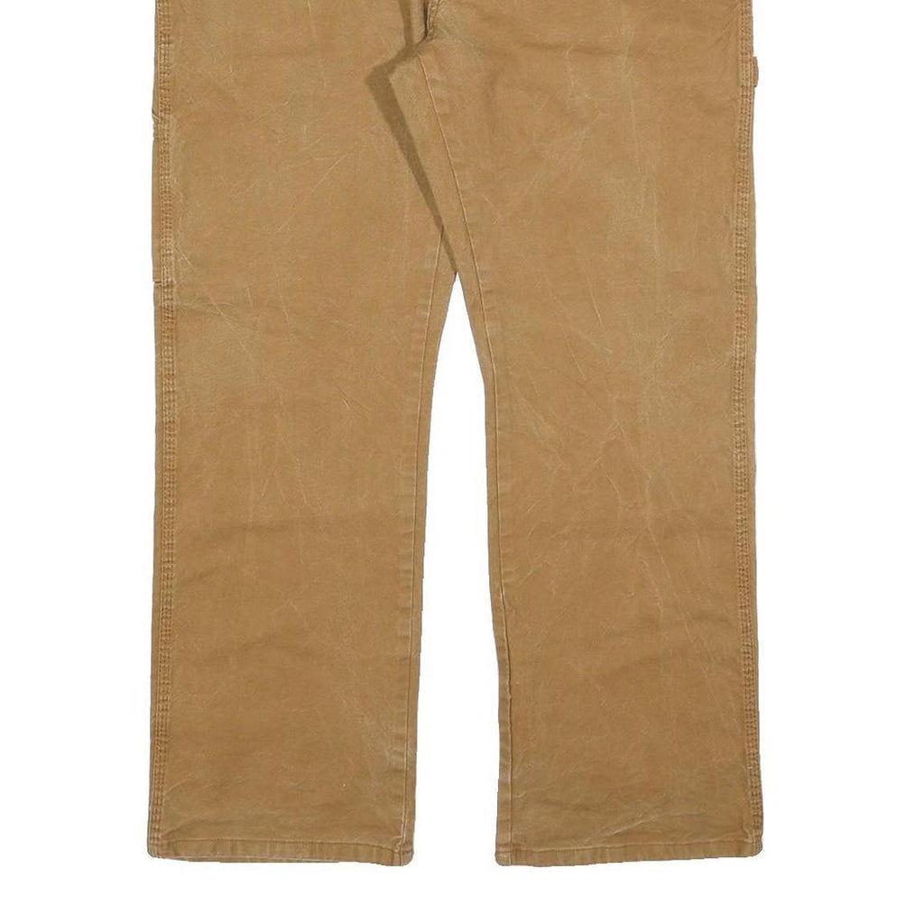 DICKIES Mens Cotton Blend Beige Regular Fit Straight Leg Trousers W34 L30