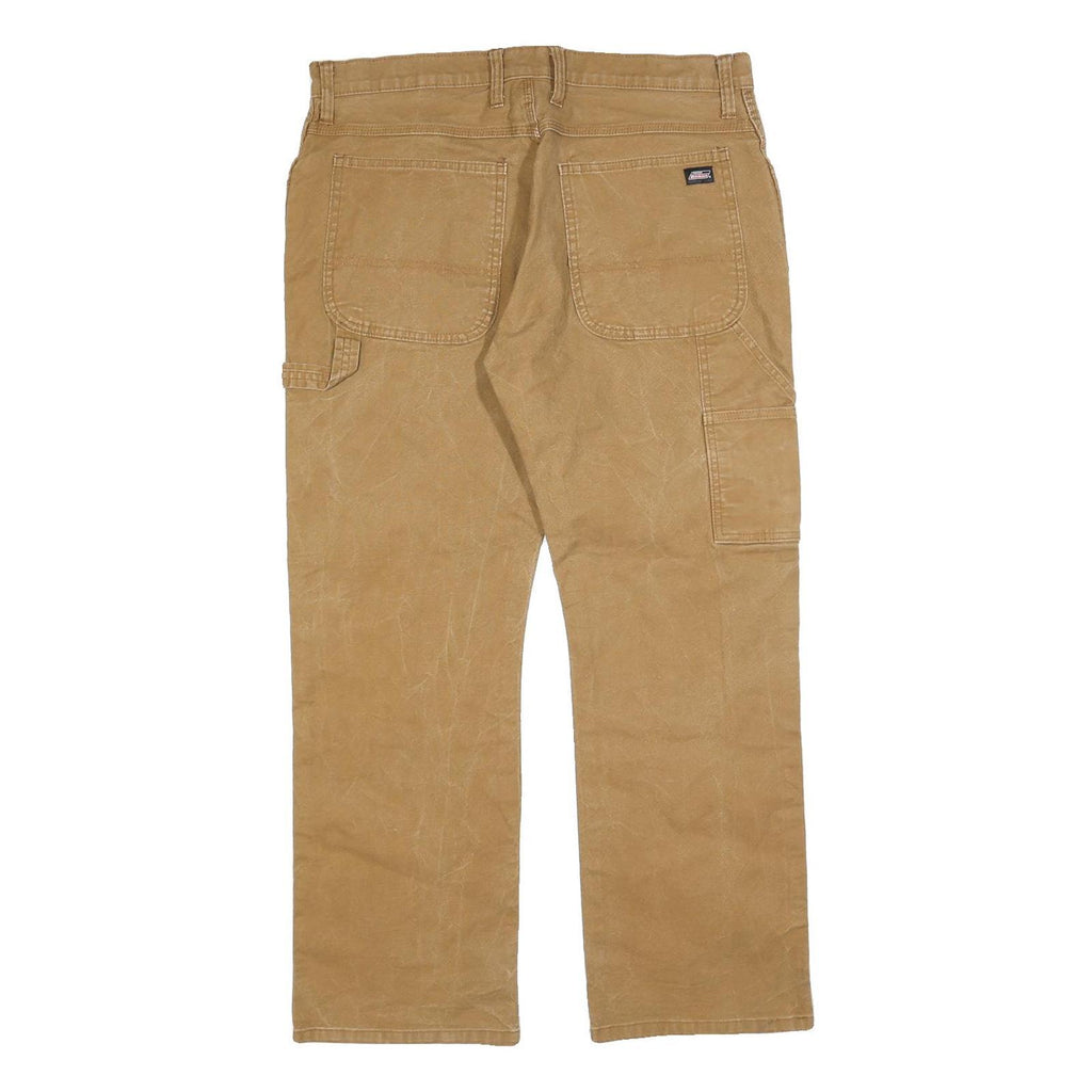 DICKIES Mens Cotton Blend Beige Regular Fit Straight Leg Trousers W34 L30
