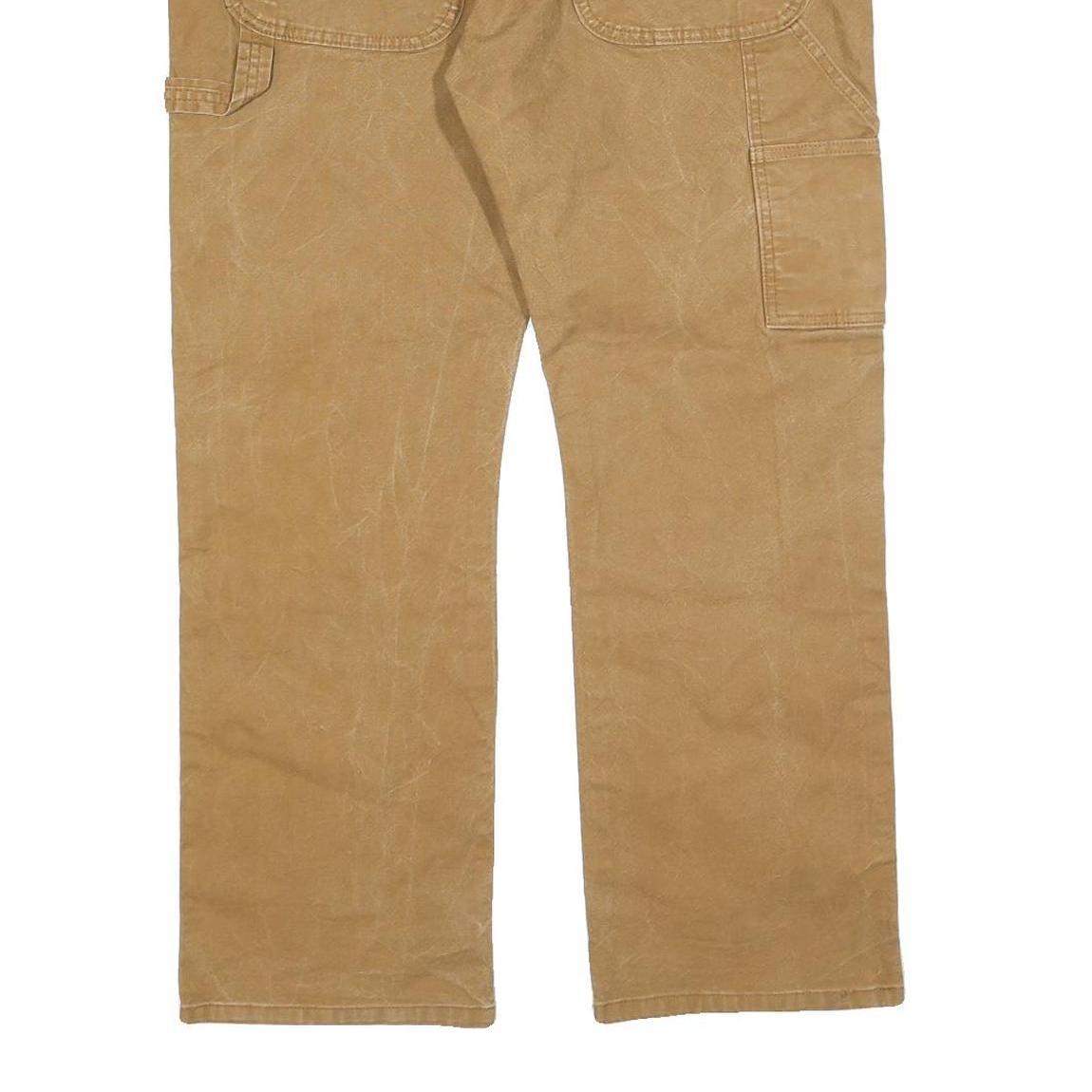 DICKIES Mens Cotton Blend Beige Regular Fit Straight Leg Trousers W34 L30