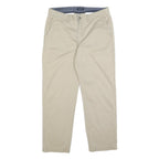 NAUTICA Mens Regular Fit Beige Cotton Blend Trousers W34 L30 Casual Zip