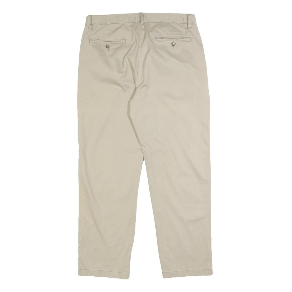 NAUTICA Mens Regular Fit Beige Cotton Blend Trousers W34 L30 Casual Zip