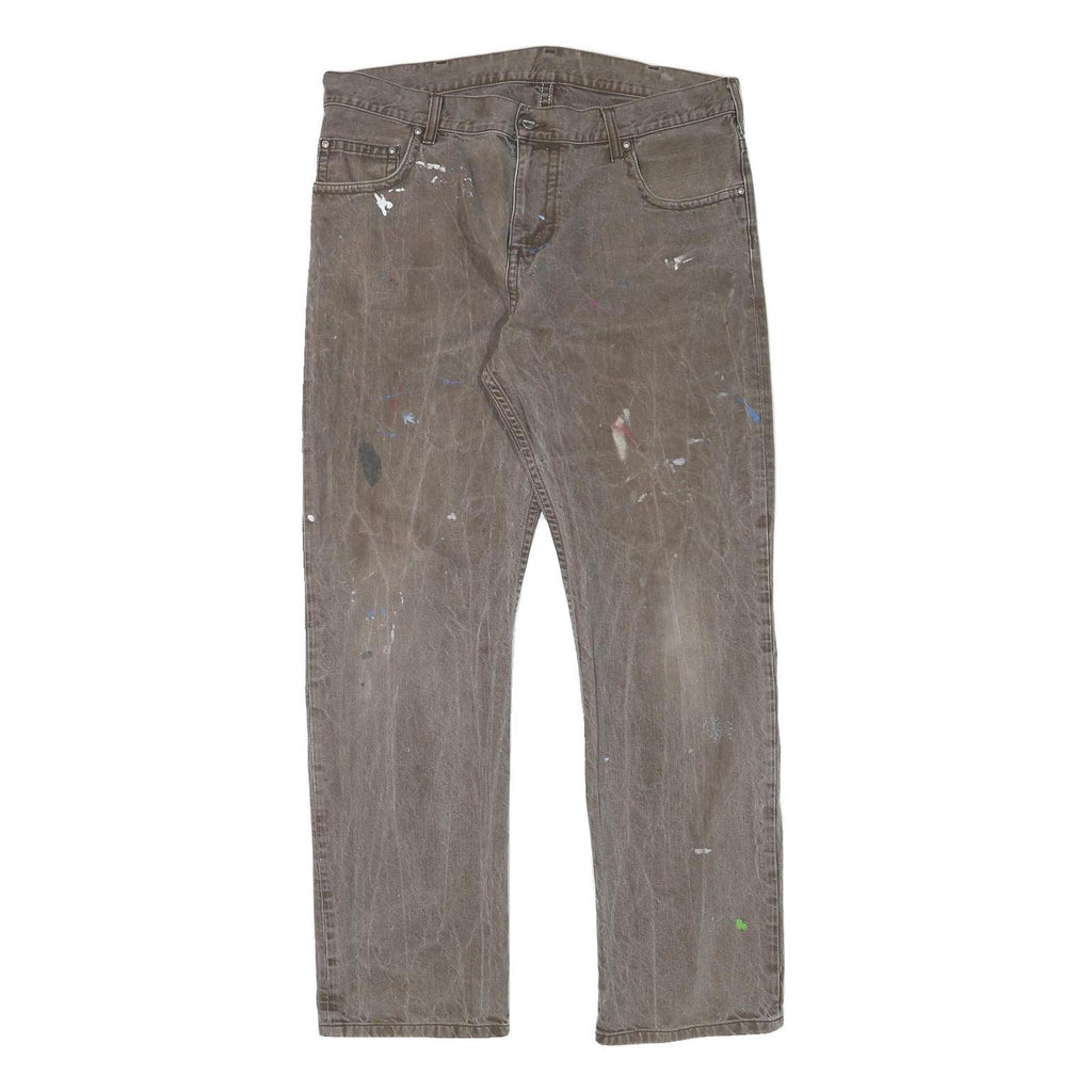 CARHARTT Mens Regular Fit Straight Brown Denim Jeans W37 L31 Workwear Heavy Duty