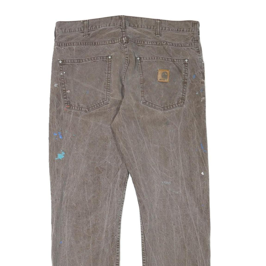 CARHARTT Mens Regular Fit Straight Brown Denim Jeans W37 L31 Workwear Heavy Duty