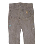 CARHARTT Mens Regular Fit Straight Brown Denim Jeans W37 L31 Workwear Heavy Duty