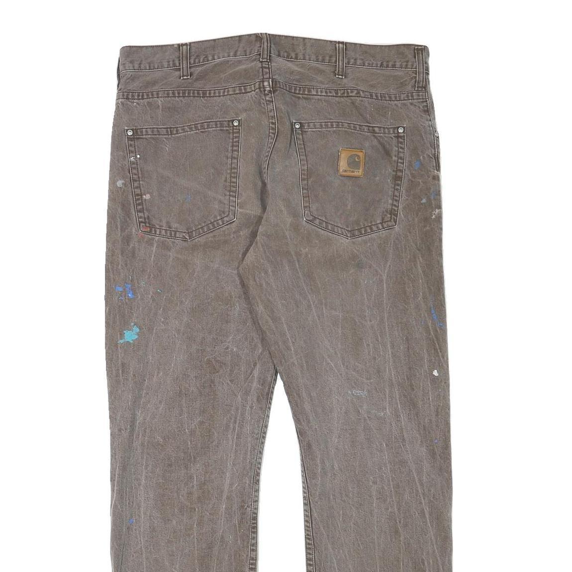 CARHARTT Mens Regular Fit Straight Brown Denim Jeans W37 L31 Workwear Heavy Duty