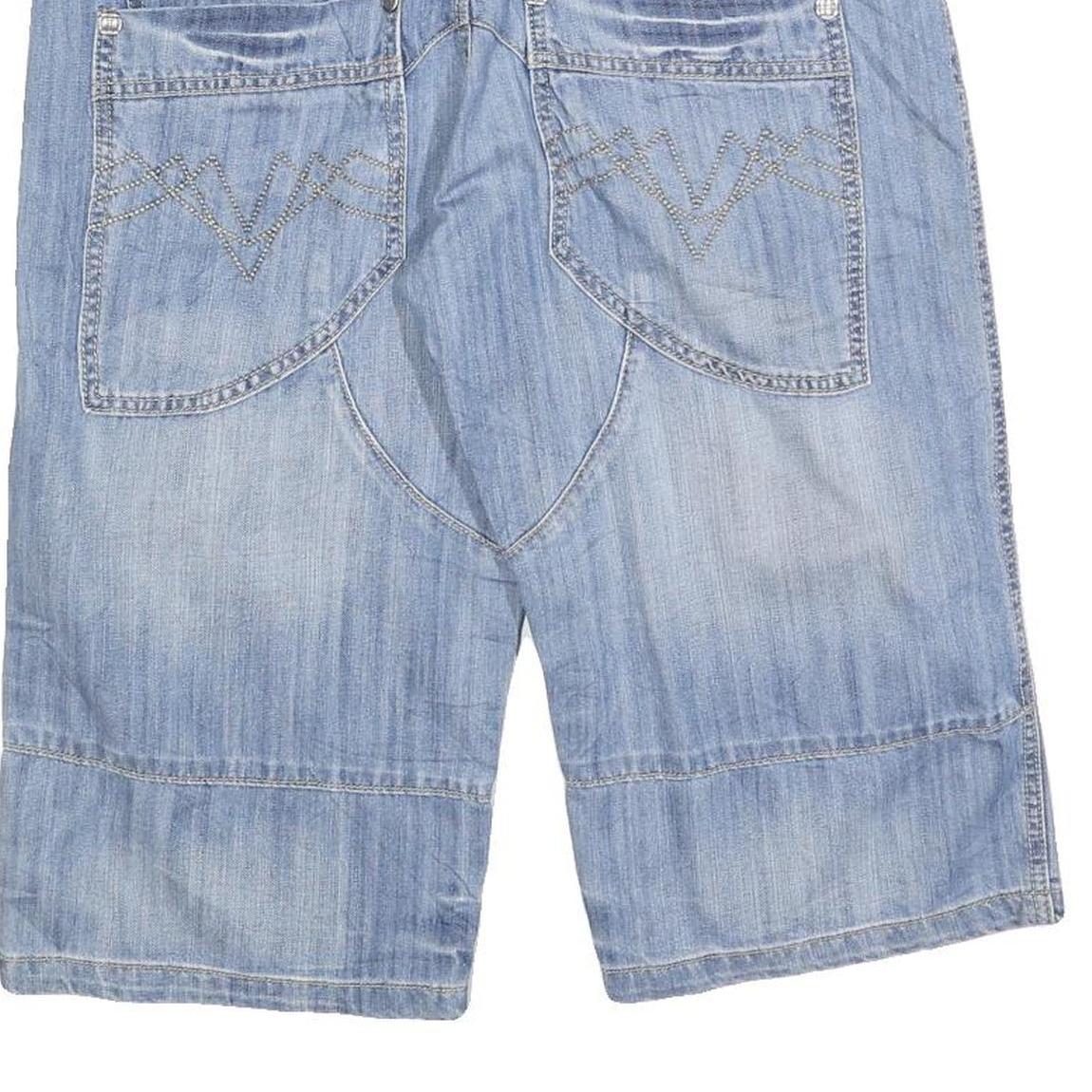 HTT Mens Denim Blue Casual Shorts M W32 Pocket Design Cotton Blend