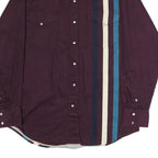 COWBOY TURTLE Mens Maroon & Blue Striped Casual Shirt L Cotton Long Sleeve