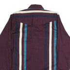 COWBOY TURTLE Mens Maroon & Blue Striped Casual Shirt L Cotton Long Sleeve