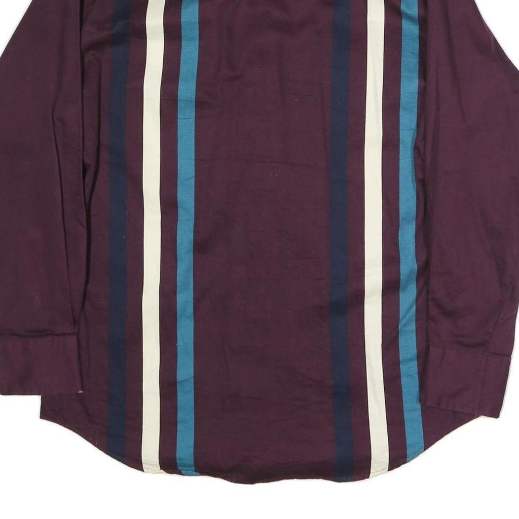 COWBOY TURTLE Mens Maroon & Blue Striped Casual Shirt L Cotton Long Sleeve
