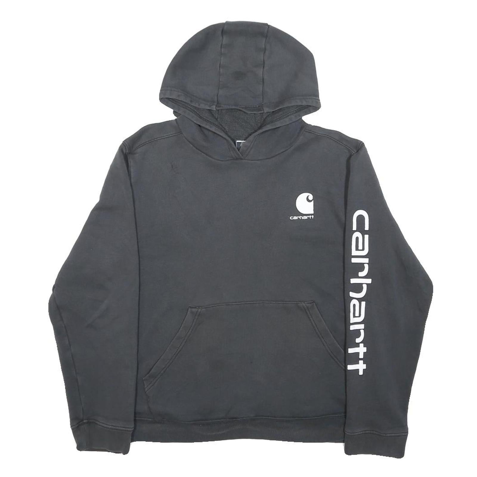 CARHARTT Womens Black Hoodie XL Cotton Pullover Logo Print Casual Sweatshirt