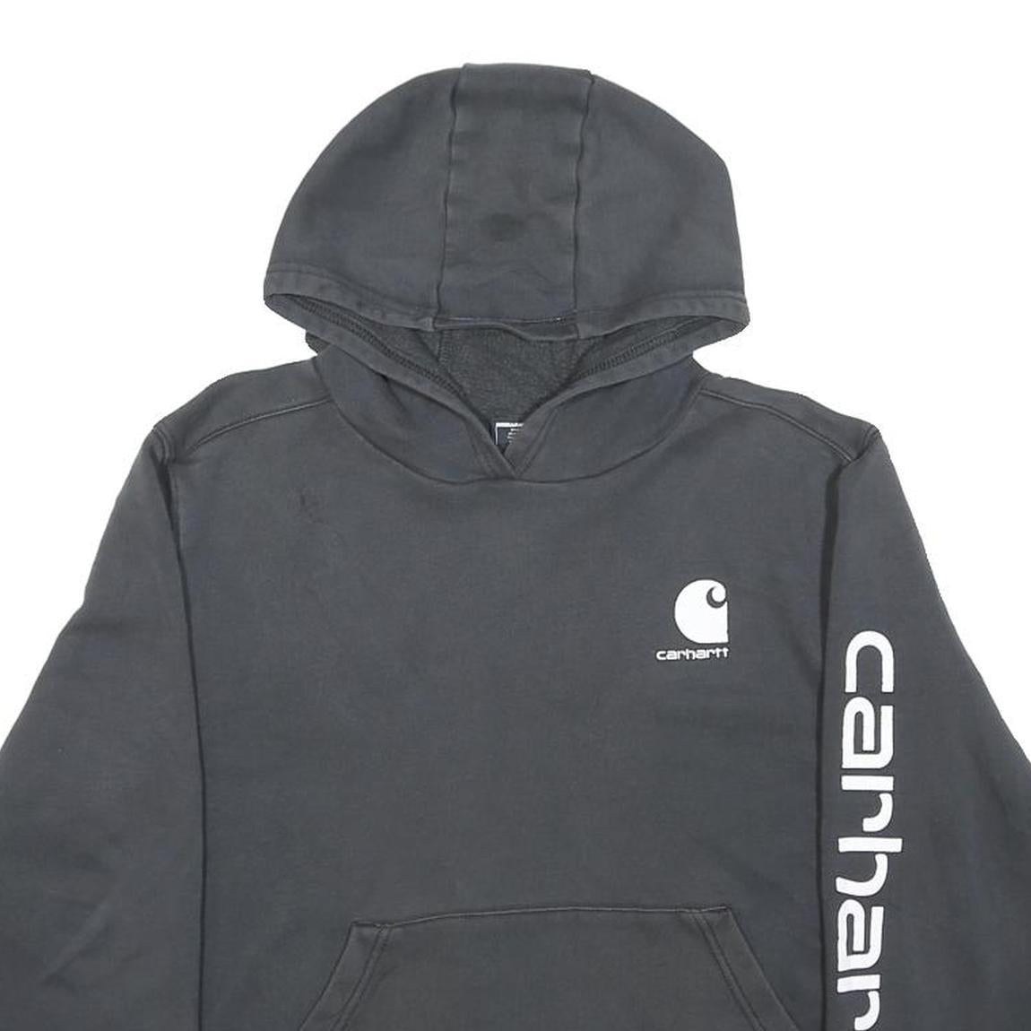 CARHARTT Womens Black Hoodie XL Cotton Pullover Logo Print Casual Sweatshirt
