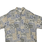 CAMPIA Mens Blue Beige Pattern Cotton Blend Shirt XL Short Sleeve Casual