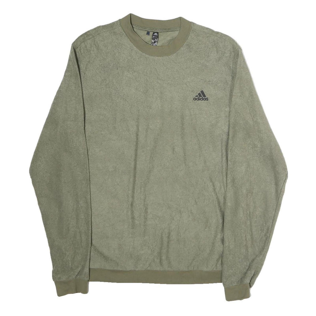 ADIDAS Mens Green Crew Neck M Cotton Sweatshirt Logo Casual