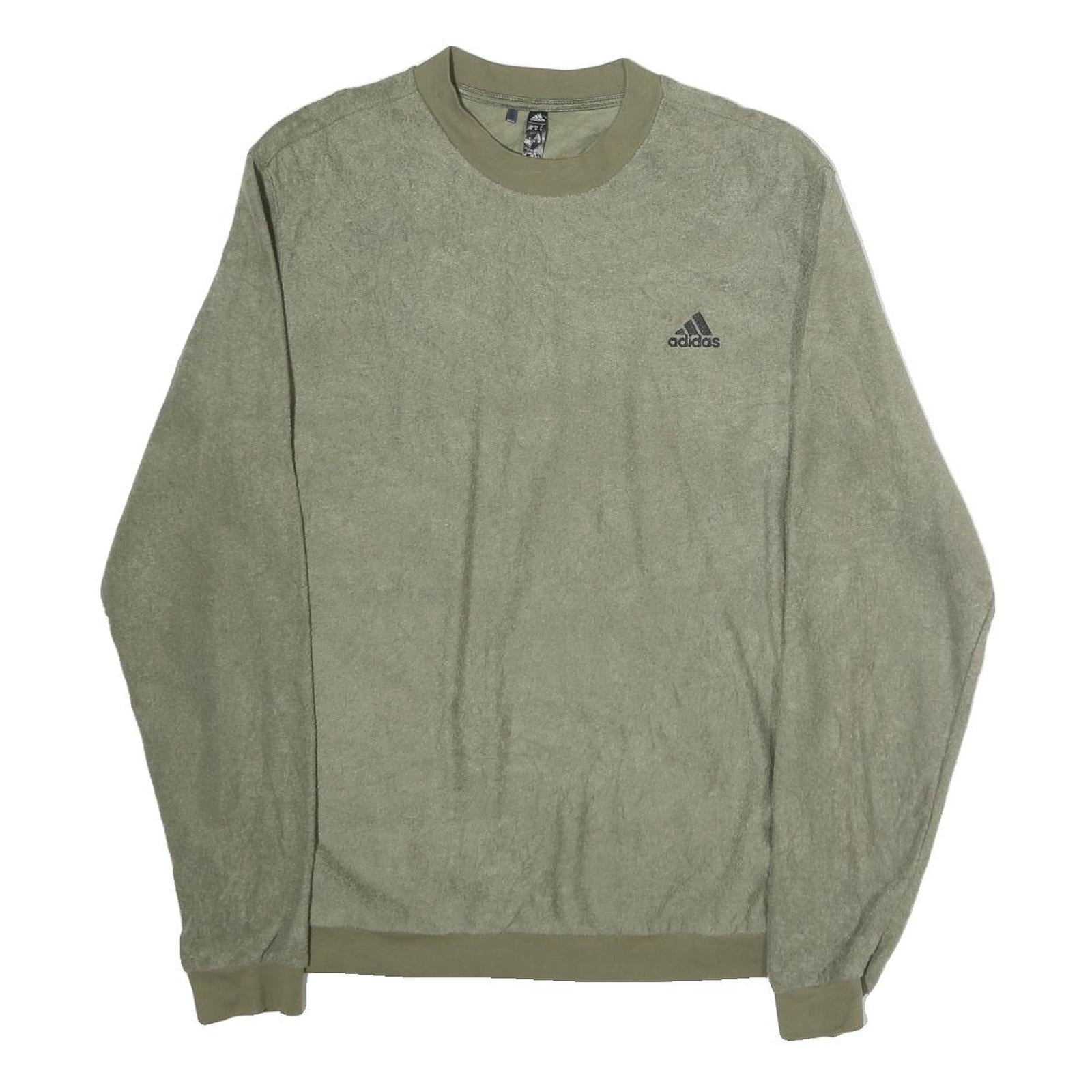 ADIDAS Mens Green Crew Neck M Cotton Sweatshirt Logo Casual