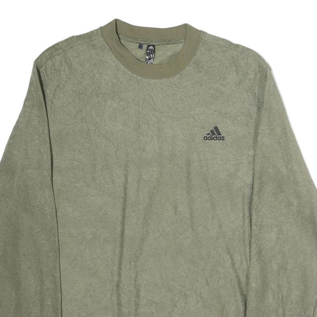 ADIDAS Mens Green Crew Neck M Cotton Sweatshirt Logo Casual