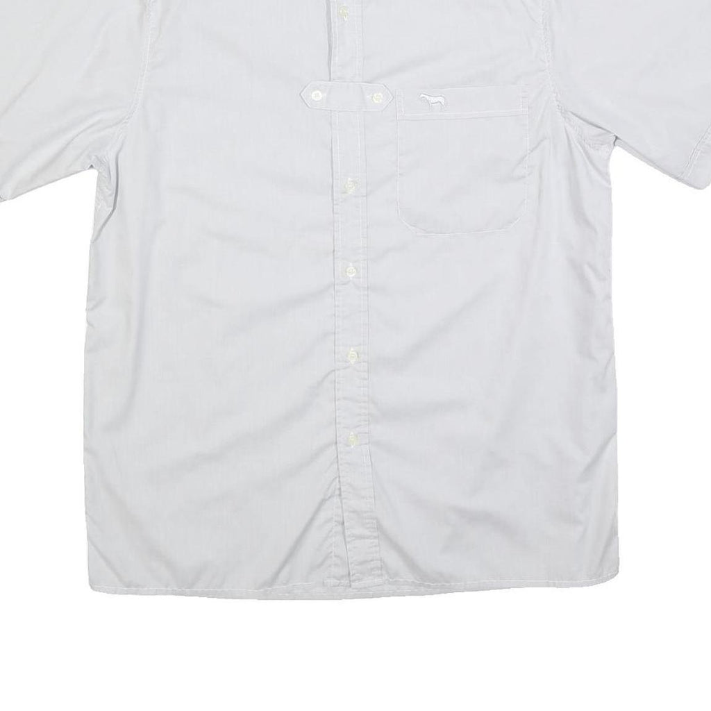 IRIS BAYER Mens White & Cream Short Sleeve Cotton Blend Shirt L Casual Summer