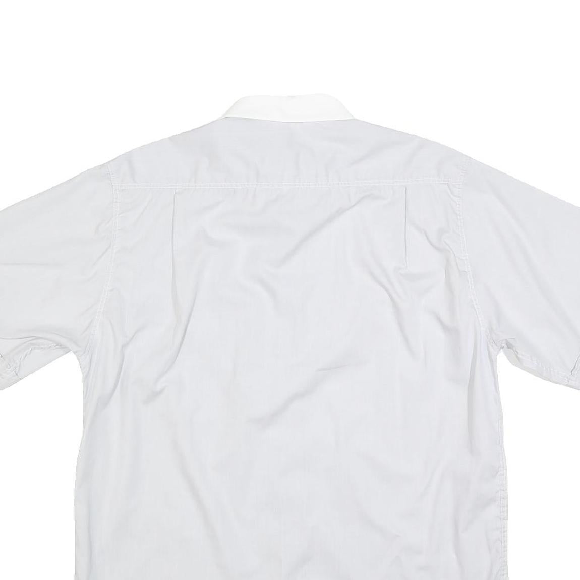 IRIS BAYER Mens White & Cream Short Sleeve Cotton Blend Shirt L Casual Summer