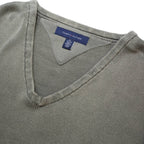 TOMMY HILFIGER Mens Green V Neck Plain Cotton Jumper XL Casual Lightweight