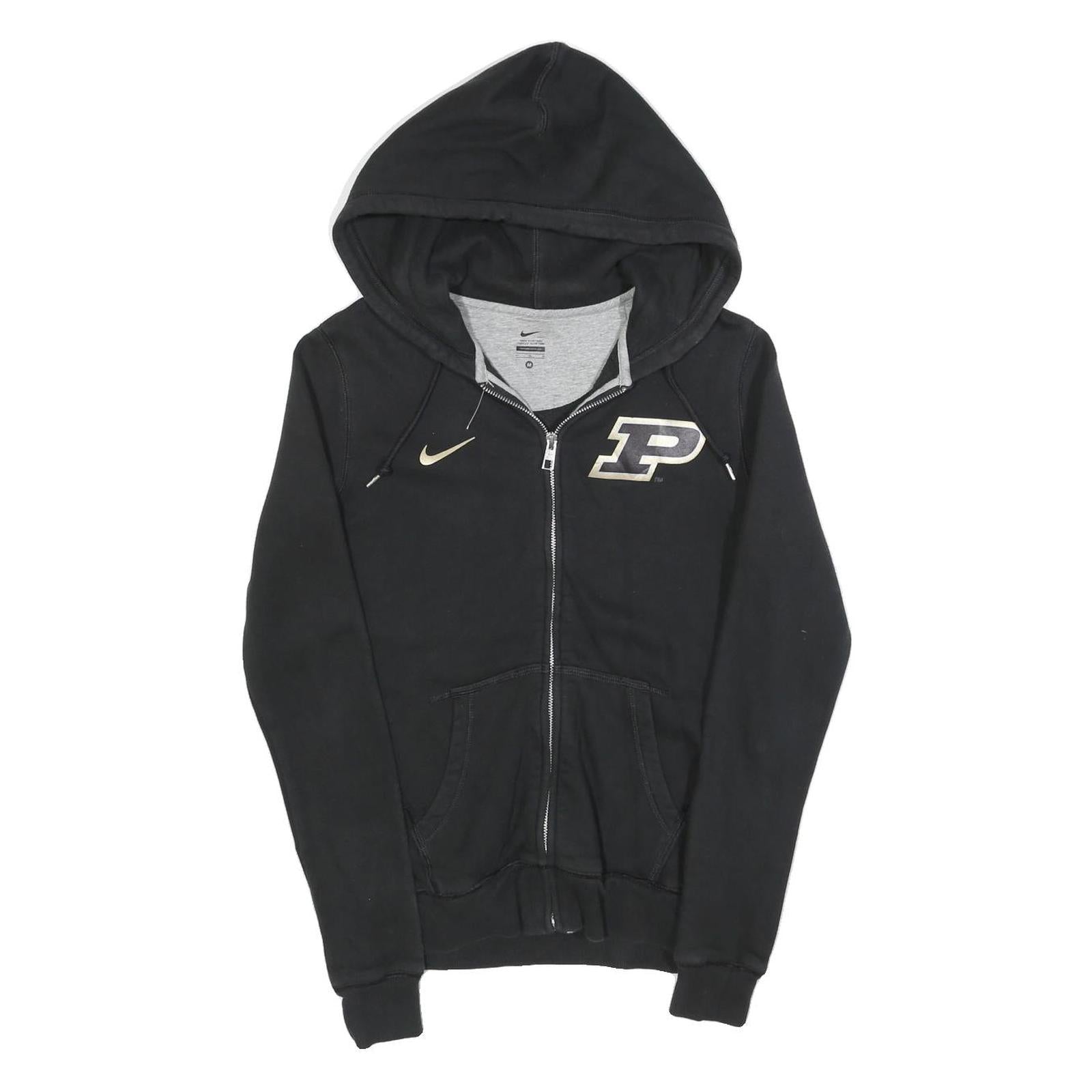 NIKE Womens Black & Grey Zip Up Hoodie M Cotton Blend Casual Sweatshirt