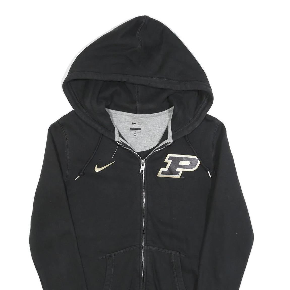 NIKE Womens Black & Grey Zip Up Hoodie M Cotton Blend Casual Sweatshirt