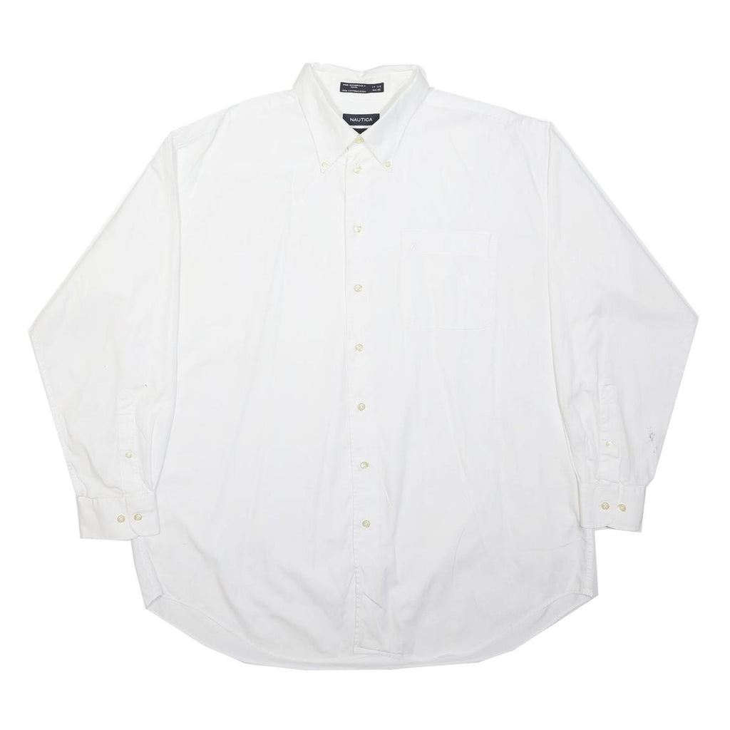 NAUTICA Mens White & Cream Cotton Classic Button Down Shirt 2XL Casual Formal
