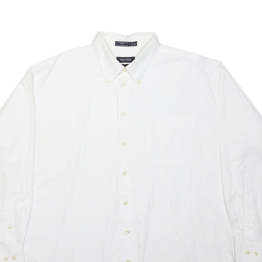 NAUTICA Mens White & Cream Cotton Classic Button Down Shirt 2XL Casual Formal
