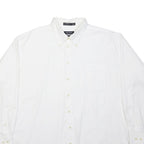 NAUTICA Mens White & Cream Cotton Classic Button Down Shirt 2XL Casual Formal