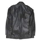 GEORGE BY DUFFER Mens Black Leather Button Jacket 2XL Classic Outerwear