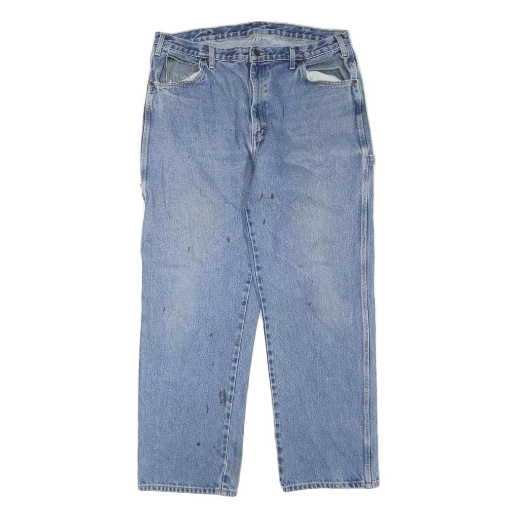 DICKIES Mens Regular Fit Straight Blue Denim Jeans Zip Closure W36 L32 Workwear