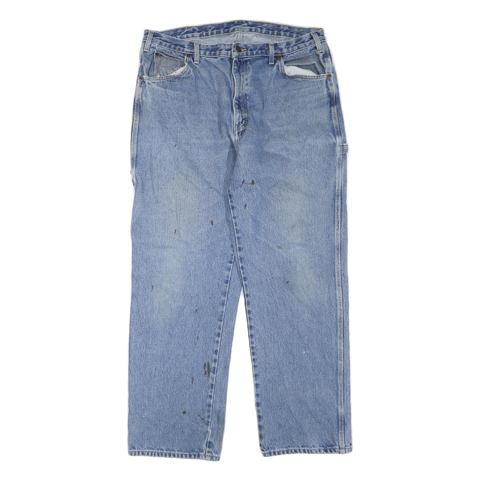 DICKIES Mens Regular Fit Straight Blue Denim Jeans Zip Closure W36 L32 Workwear