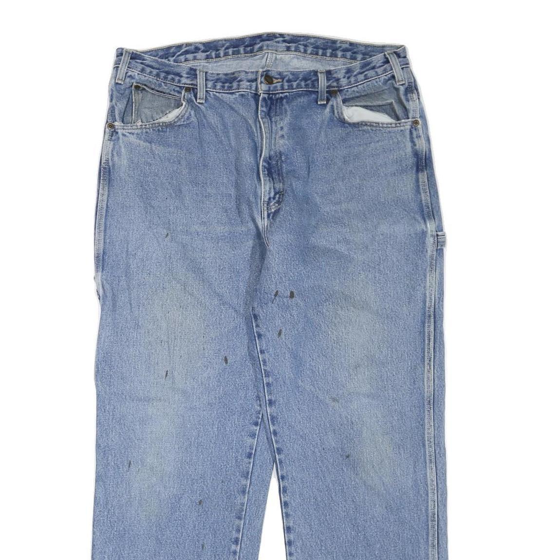 DICKIES Mens Regular Fit Straight Blue Denim Jeans Zip Closure W36 L32 Workwear