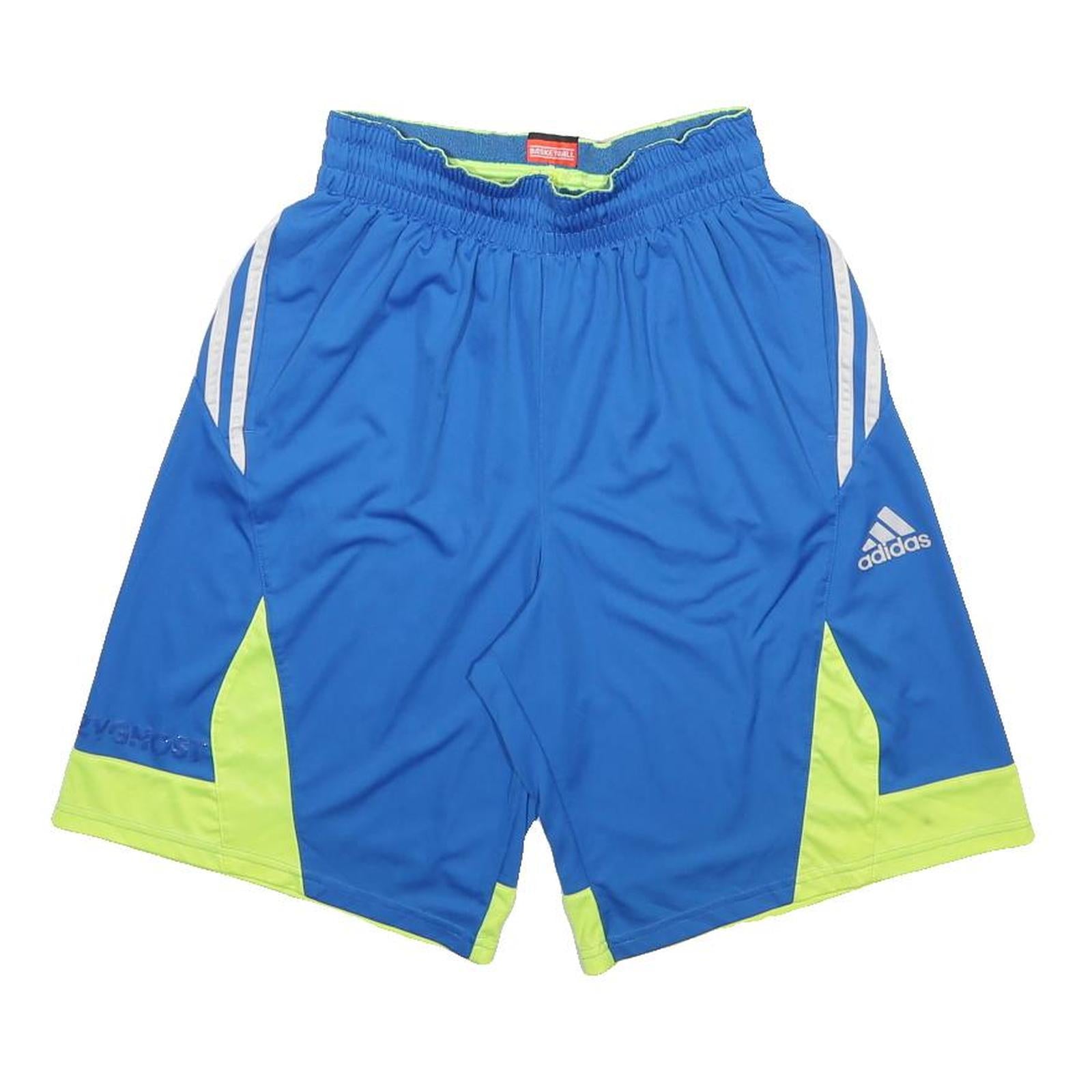 ADIDAS Mens Shorts Blue & Neon Green Sports Casual Polyester S W24 Athletic