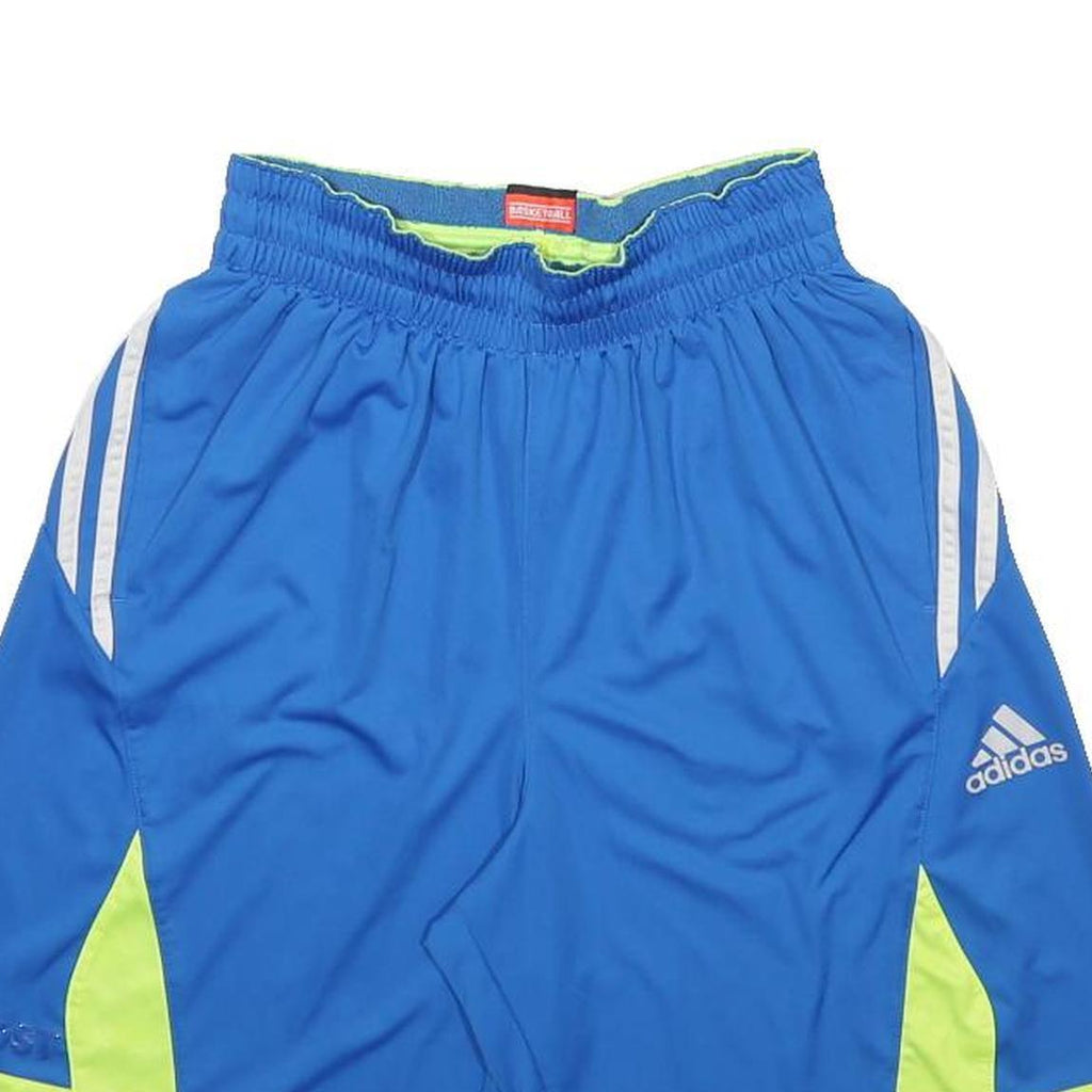 ADIDAS Mens Shorts Blue & Neon Green Sports Casual Polyester S W24 Athletic
