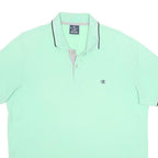 CHAMPION Mens Mint Green Short Sleeve Cotton Polo Shirt L Classic Logo