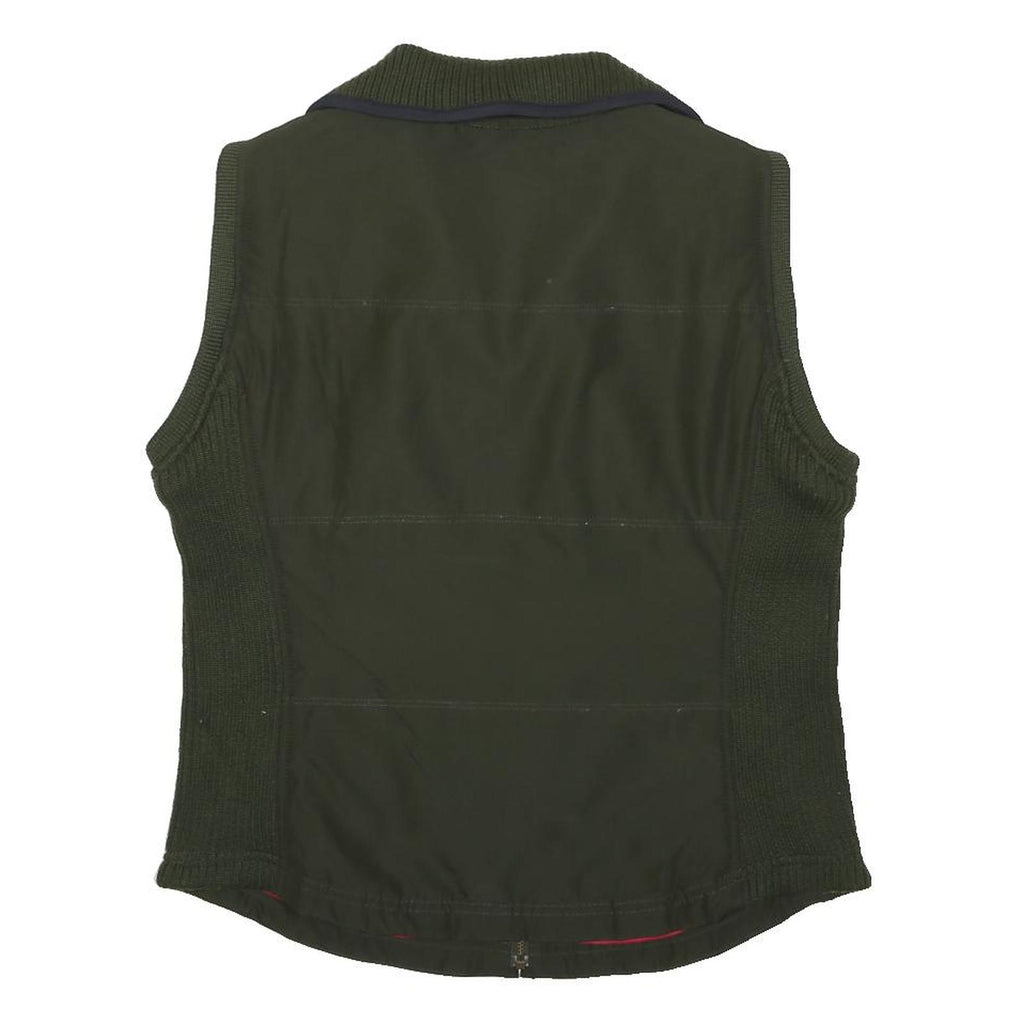 TOMMY HILFIGER Womens Green Olive Jacket M Polyester Knit Zip Sleeveless Casual
