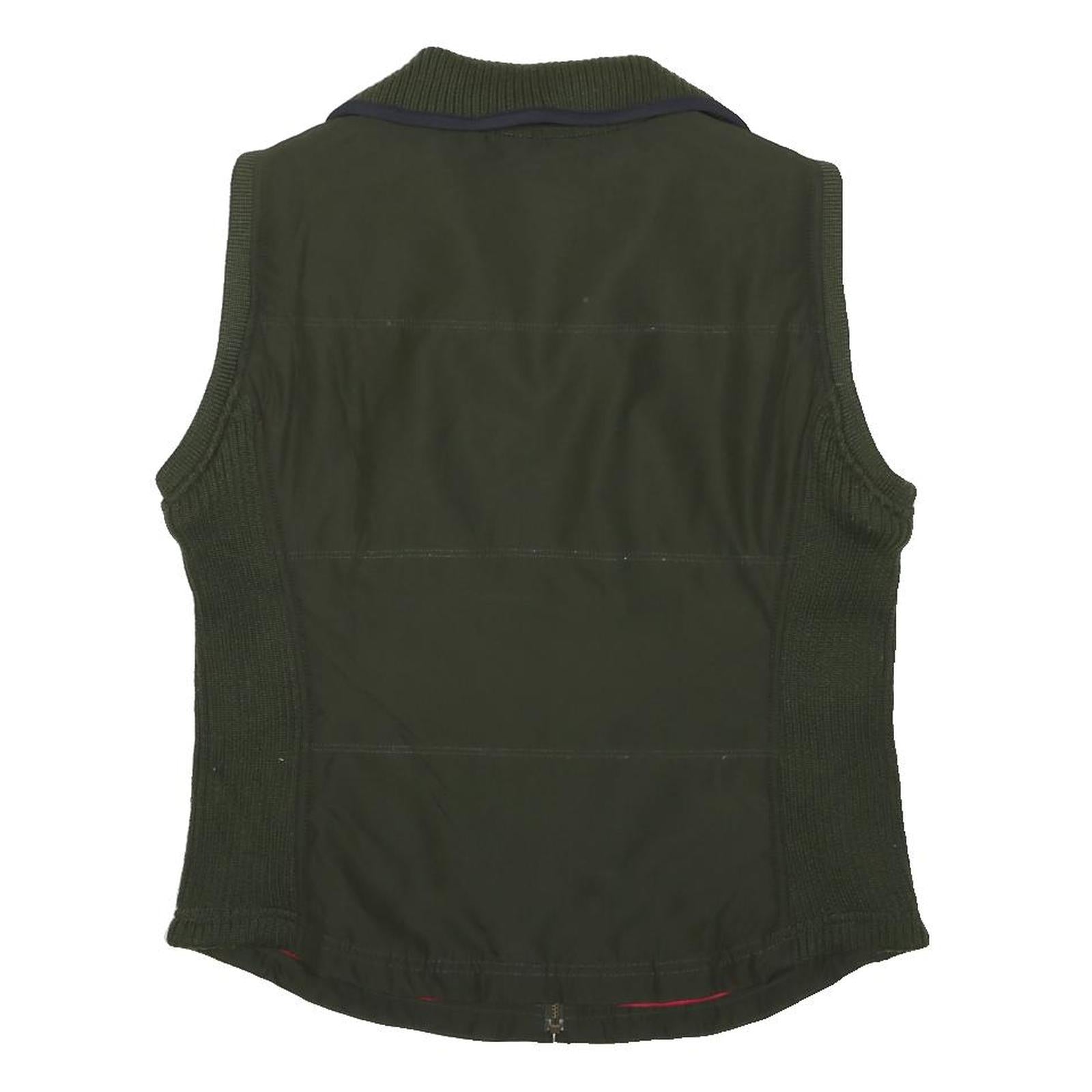 TOMMY HILFIGER Womens Green Olive Jacket M Polyester Knit Zip Sleeveless Casual