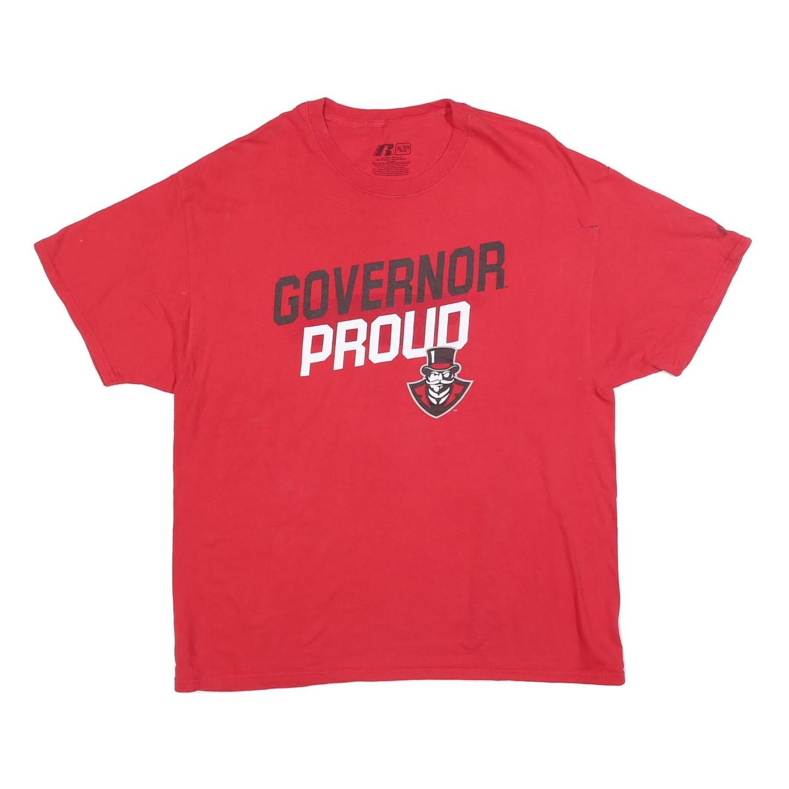 RUSSELL ATHLETIC Mens Red Governor Proud Graphic T-Shirt XL Crew Neck Short