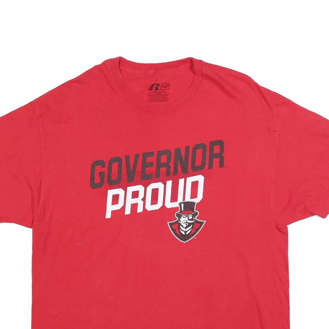 RUSSELL ATHLETIC Mens Red Governor Proud Graphic T-Shirt XL Crew Neck Short