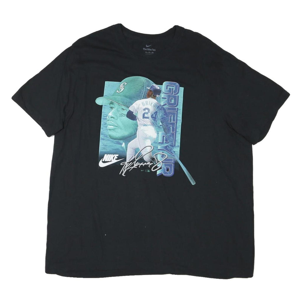 NIKE Mens Black Griffey Baseball Graphic T-Shirt 2XL Short Sleeve Crew Neck
