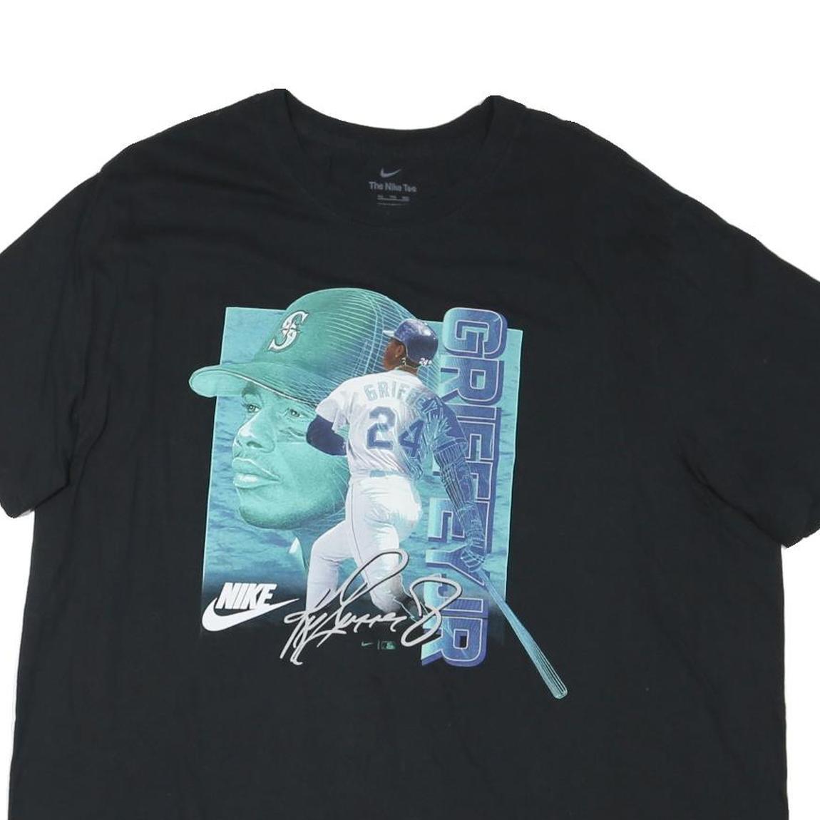 NIKE Mens Black Griffey Baseball Graphic T-Shirt 2XL Short Sleeve Crew Neck