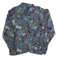Womens Black & Purple Floral Printed Shirt Long Sleeve Button Neck L Cotton