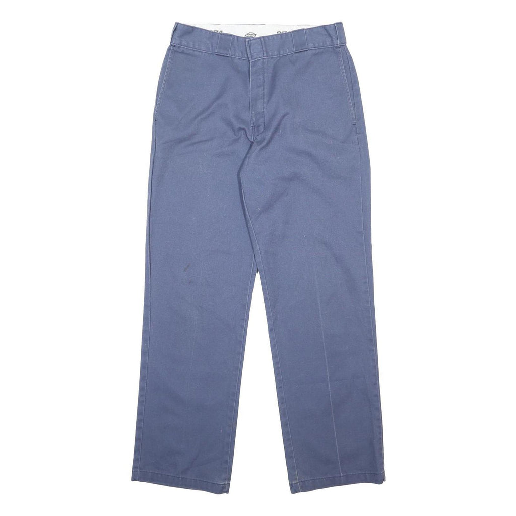 DICKIES Mens Cotton Blend Blue Regular Straight Trousers W32 L29 Workwear