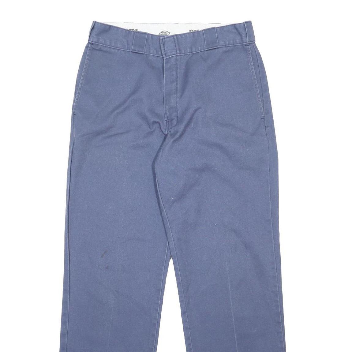 DICKIES Mens Cotton Blend Blue Regular Straight Trousers W32 L29 Workwear