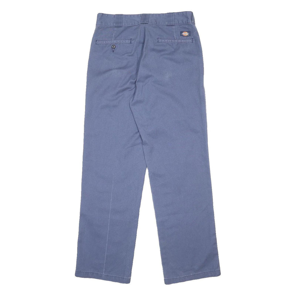 DICKIES Mens Cotton Blend Blue Regular Straight Trousers W32 L29 Workwear