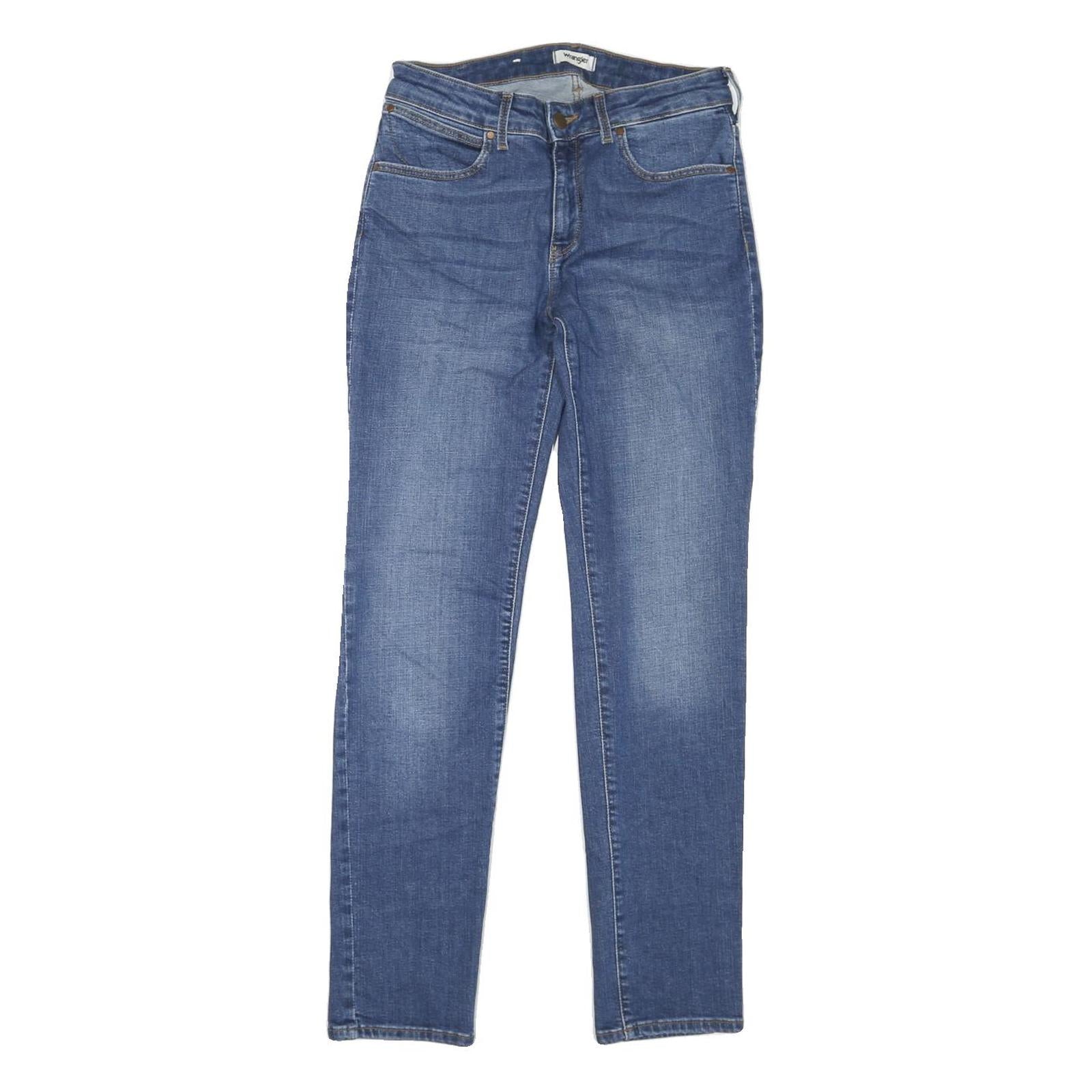 WRANGLER Womens Regular Fit Blue Denim Zip Jeans W28 L30 Classic Straight