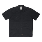DICKIES Mens Black Short Sleeve Work Shirt L Polyester Blend Button Front