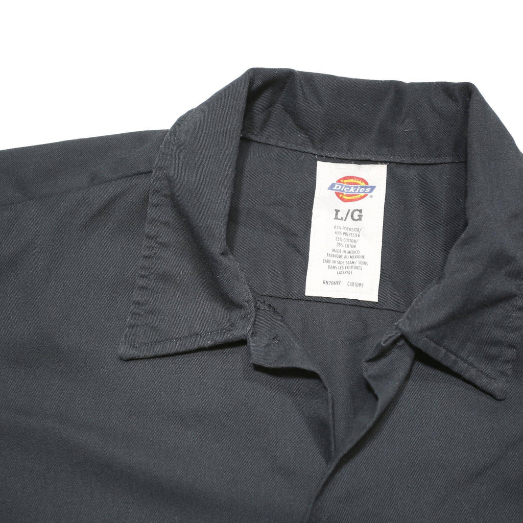 DICKIES Mens Black Short Sleeve Work Shirt L Polyester Blend Button Front