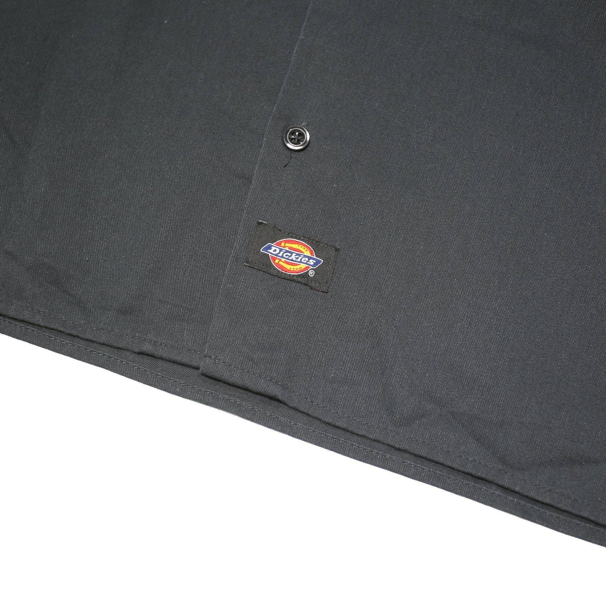 DICKIES Mens Black Short Sleeve Work Shirt L Polyester Blend Button Front