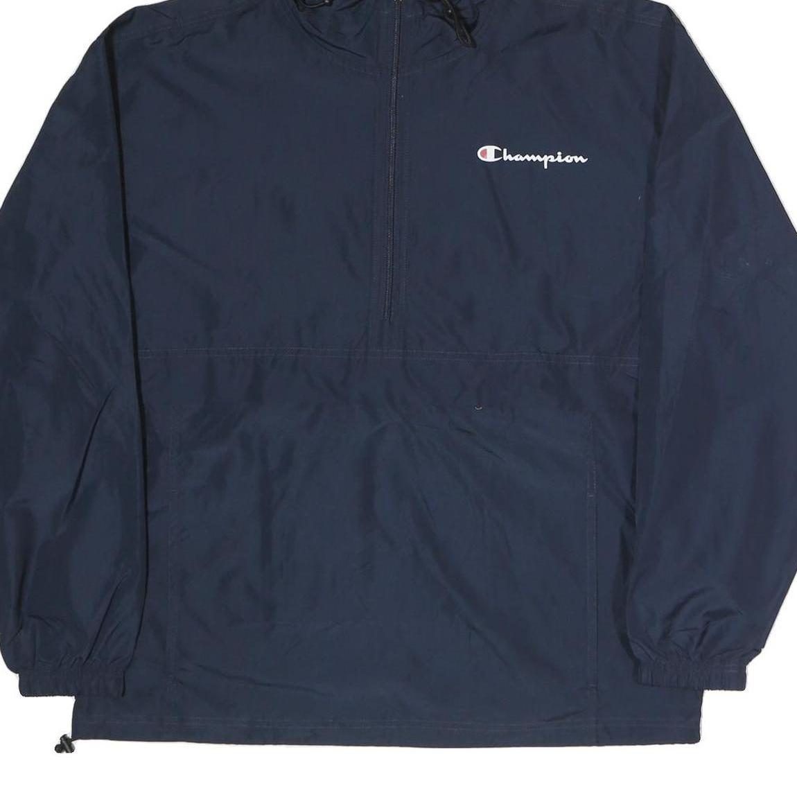 CHAMPION Mens Navy Blue Casual Jacket M Polyester Plain Hooded Zip